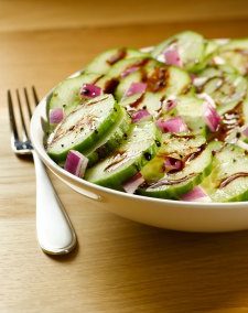 Richard’s Cucumber and Red Onion Salad with Black Currant Balsamic Vinegar and Rosemary Olive Oil