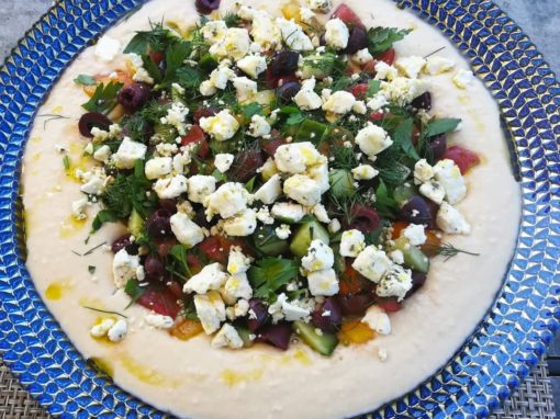 White Bean Spread with Mediterranean Cherry Tomato & Cucumber Salad