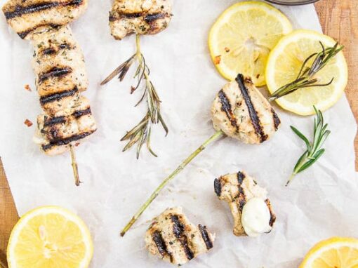 Garlic & Rosemary Chicken Skewers {with Lemon Aioli)