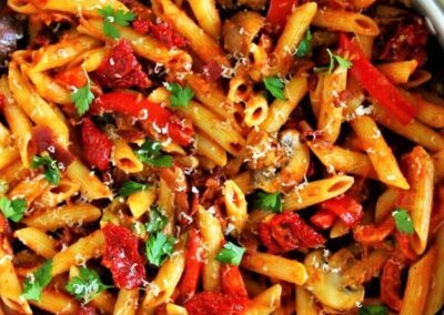 PASTA WITH BELL PEPPERS & MUSHROOMS
